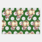 ゴルファーのサンタクロースのゴルフメリークリスマス ラッピングペーパーシート (正面3)