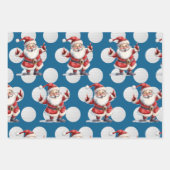 ゴルファーのサンタクロースのゴルフメリークリスマス ラッピングペーパーシート (正面)