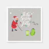 ゴルファーのサンタクロースはクリスマスに雪の下でゴルフをしている スタンダードカクテルナプキン (正面)