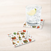 ゴルファーのシャンパンのためにテーマ化されたゴルフクリスマスパーティー スクエアペーパーコースター (インサイチュ)