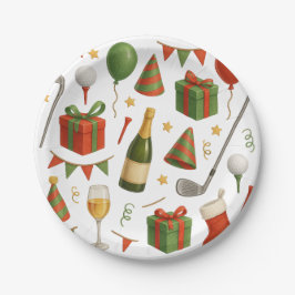 ゴルファーのシャンパンのためにテーマ化されたゴルフクリスマスパーティー ペーパープレート