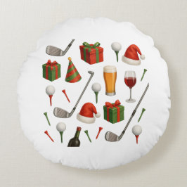 ゴルファーのシャンパンのためにテーマ化されたゴルフクリスマスパーティー ラウンドクッション