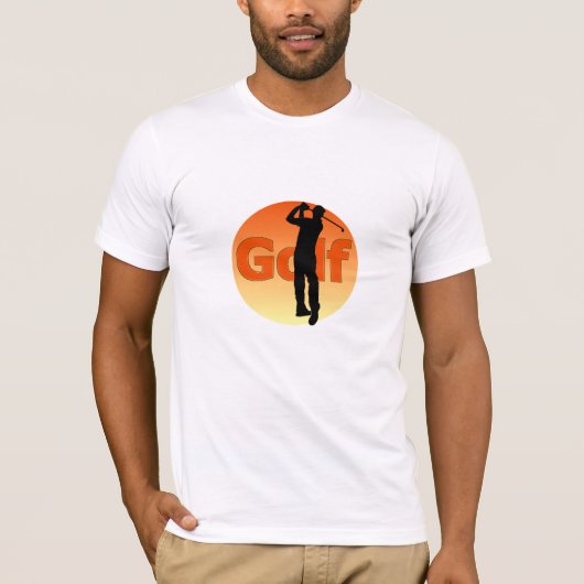 ゴルファーのシルエットサンセット Tシャツ (正面)