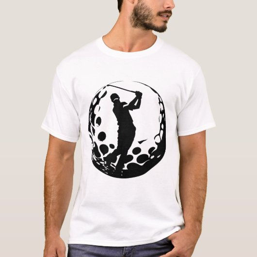 ゴルファーのスイングのシルエット Tシャツ (正面)