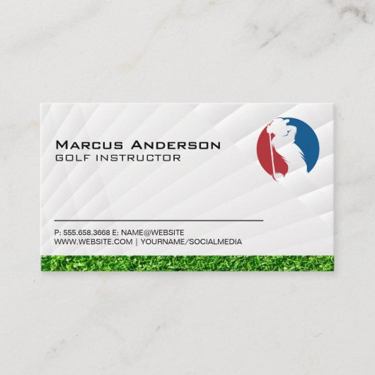 ゴルファーのスイングクラシックロゴ | グラス 名刺 (正面)