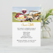 ゴルファーのチーズ&ワインパーティー – 日付を保存！ 招待状 (スタンド正面)