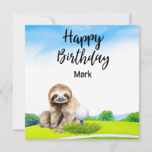 ゴルファーのナマケモノはグリーンの誕生日にゴルフをしている カード