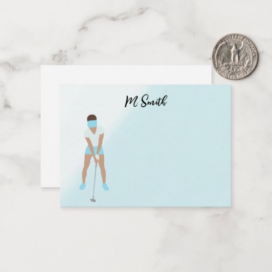 ゴルファーのノートカードの名称付きゴルフ ノートカード (正面/裏面インサイチュ)