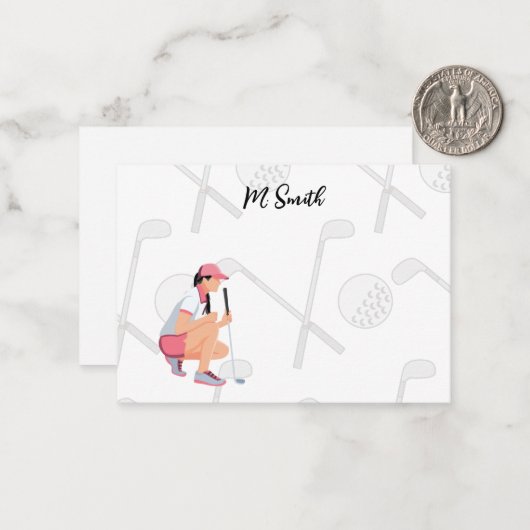 ゴルファーのノートカードの名称付きゴルフ ノートカード (正面/裏面インサイチュ)