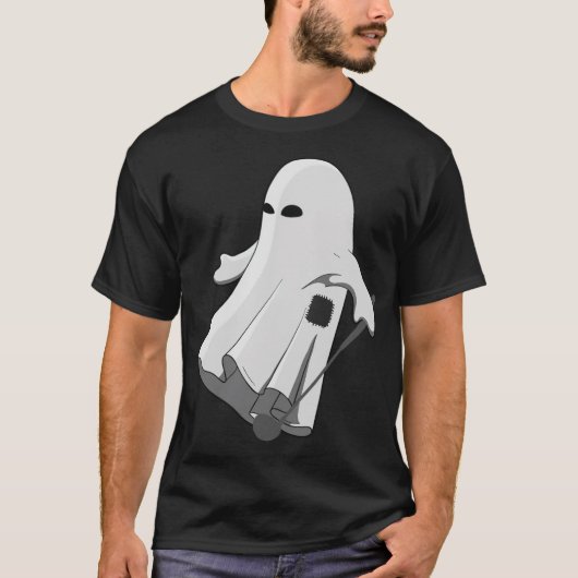 ゴルファーのハロウィーン衣装幽霊ゴルフボールアパレルc tシャツ (正面)