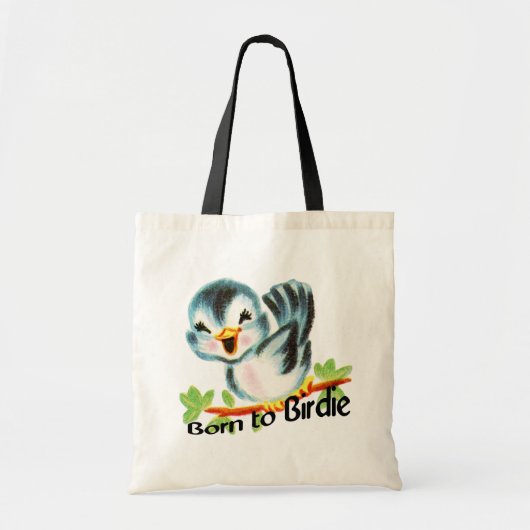 ゴルファーのバーディをとること生まれるかわいく小さいレトロの鳥ギフト トートバッグ (正面)