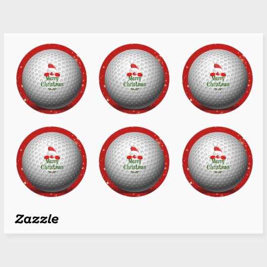 ゴルファーのフェスティバルクリスマスデザイン- – サンタだ！ ラウンドシール (シート)