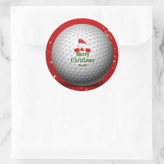 ゴルファーのフェスティバルクリスマスデザイン- – サンタだ！ ラウンドシール (バッグ)