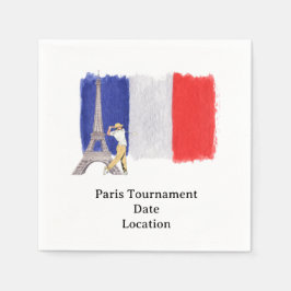 ゴルファーのフラッグフランスのフランスを持つゴルフエッフェルタワー スタンダードカクテルナプキン