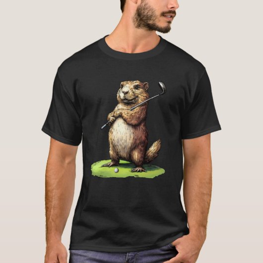 ゴルファーのマーモット Tシャツ (正面)