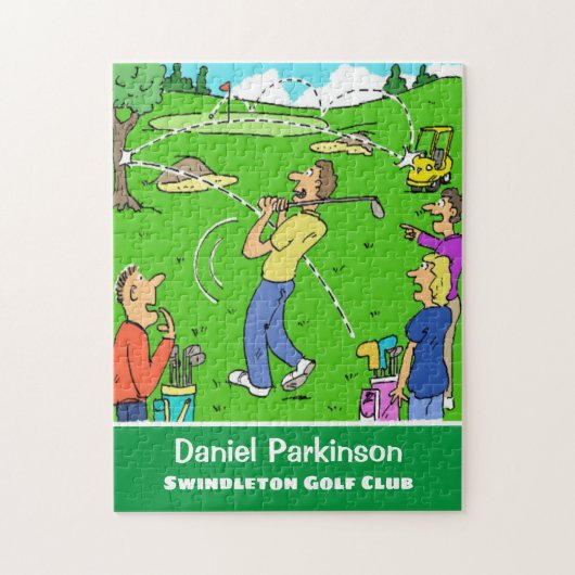 ゴルファーのラッキーゴルフショットアニメ ジグソーパズル (縦)