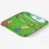 ゴルファーのラッキーゴルフショットイラストレーション ペーパープレート (傾斜あり)