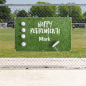 ゴルファーのリタイアメントパーティーとゴルフボールの緑 横断幕 (インサイチュ)