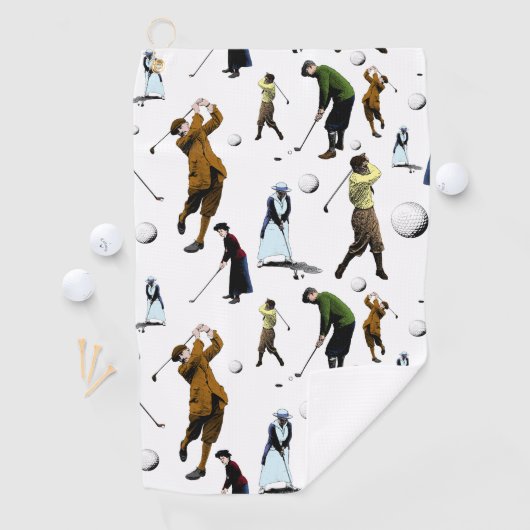 ゴルファーのレトロのヴィンテージの写真のイラストレーション ゴルフタオル (インサイチュ)