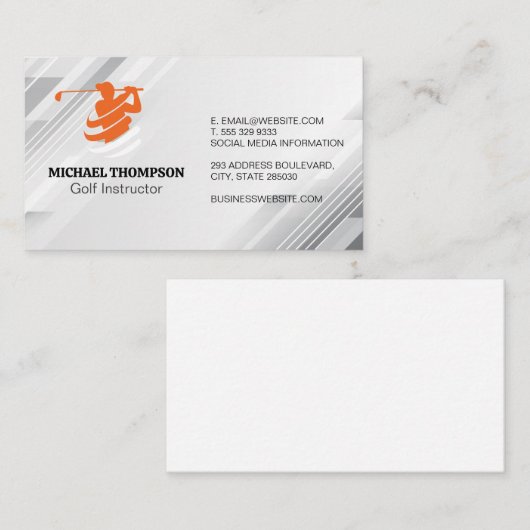 ゴルファーのロゴのスイング | インストラクター 名刺 (正面/裏面)