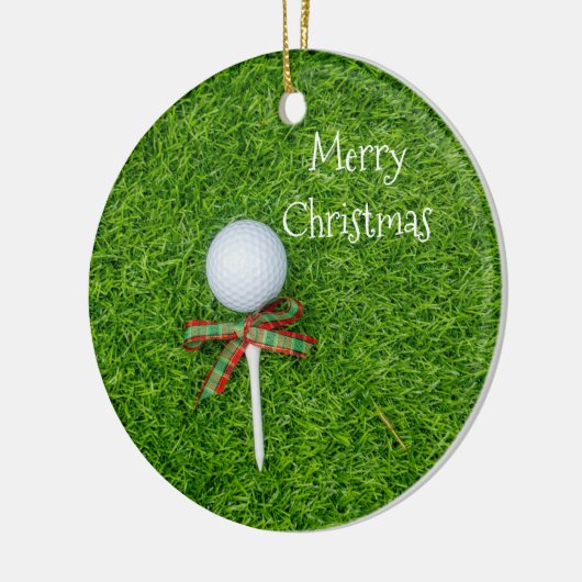 ゴルファーの休日のためのクリスマスティー付きゴルフボール セラミックオーナメント (左)