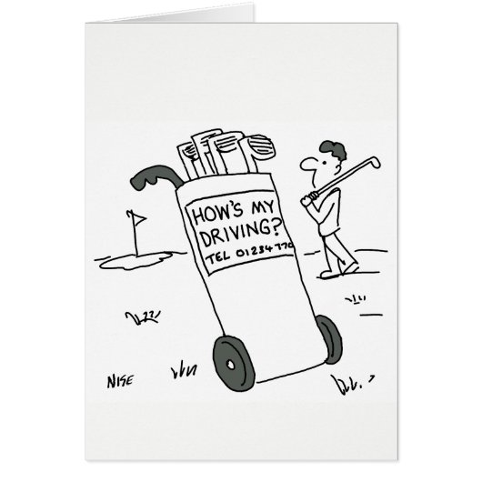 ゴルファーの名刺。ゴルファー頼「私の運転はどうだ？」 (正面)