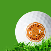 ゴルファーの名前とオレンジのマーク付きゴルフボール ゴルフボール