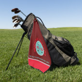 ゴルファーの名前のロゴがブルゴーニュ色 ゴルフタオル (グリーン)