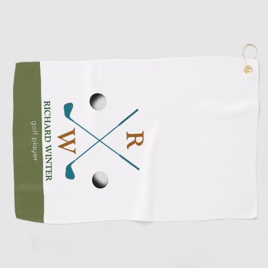 ゴルファーの名前、クラブとボールスタイリッシュ ゴルフタオル (横)