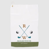 ゴルファーの名前、クラブとボールスタイリッシュ ゴルフタオル (正面)