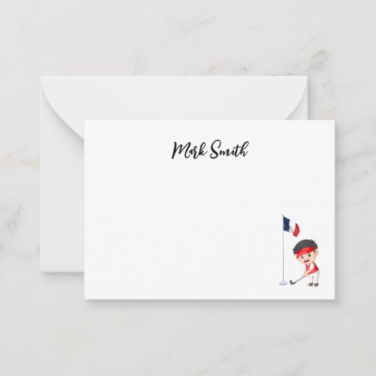 ゴルファーの名称付きゴフランスのルフ ノートカード (正面)