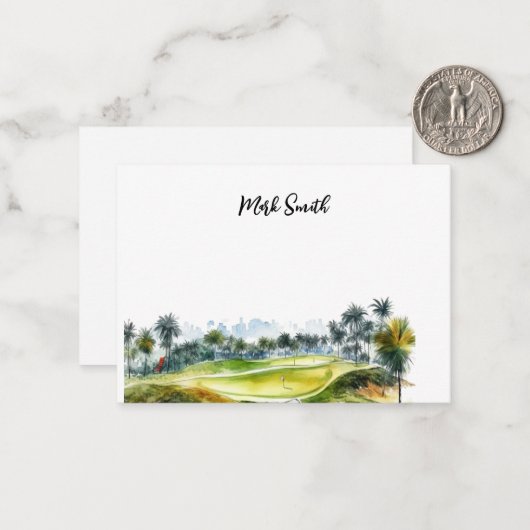 ゴルファーの名称付きゴルフ場 ノートカード (正面/裏面インサイチュ)