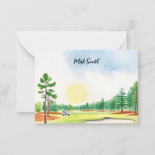 ゴルファーの名称付きゴルフ場 ノートカード (正面)