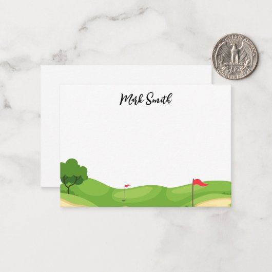 ゴルファーの名称付きゴルフ ノートカード (正面/裏面インサイチュ)