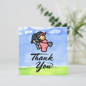 ゴルファーの女がゴルフをしている サンキューカード (スタンド正面)