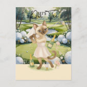 ゴルファーの女性が日付を保存する花嫁バチェロレッテ ポストカード (正面)