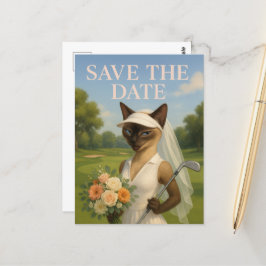 ゴルファーの女性 Save the Date 花嫁 ブライズテット ポストカード