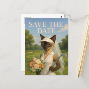 ゴルファーの女性 Save the Date 花嫁 ブライズテット ポストカード