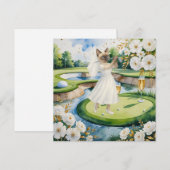 ゴルファーの女性 Save the Date 花嫁 ブライズテット 招待状 (正面/裏面)