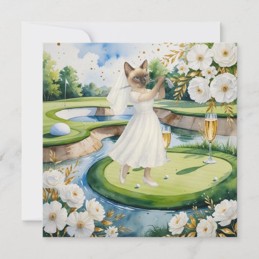 ゴルファーの女性 Save the Date 花嫁 ブライズテット 招待状 (正面)