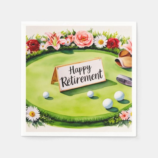 ゴルファーの引退をテーマにしたゴルフ スタンダードカクテルナプキン (正面)