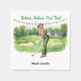 ゴルファーの引退パーTパーティーゴルフがコースで スタンダードカクテルナプキン