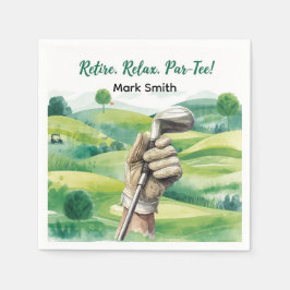 ゴルファーの引退パーTパーティーゴルフがコースで スタンダードカクテルナプキン