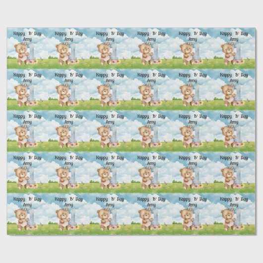 ゴルファーの最初の誕生日の水の色1年のバーディー ラッピングペーパー (フラット)