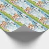 ゴルファーの最初の誕生日の水の色1年のバーディー ラッピングペーパー (角)