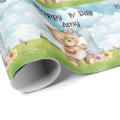 ゴルファーの最初の誕生日の水の色1年のバーディー ラッピングペーパー (ロールコーナー)