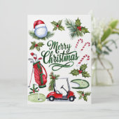 ゴルファーの水彩用にテーマ化されたゴルフクリスマス シーズンカード (スタンド正面)