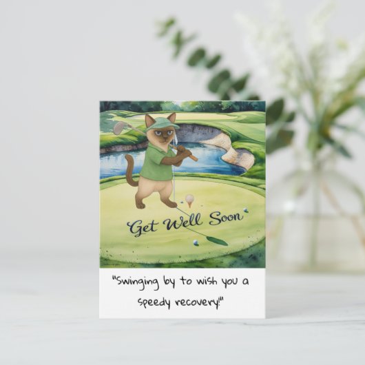 ゴルファーの猫好きはすぐに速い回復を得る ポストカード (スタンド正面)