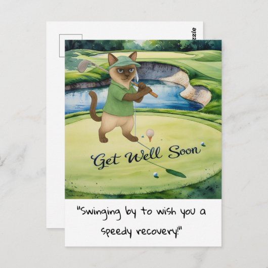 ゴルファーの猫好きはすぐに速い回復を得る ポストカード (正面/裏面)