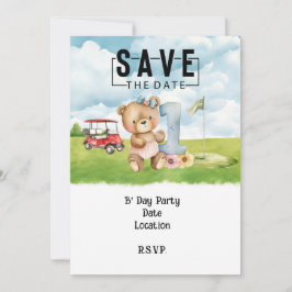 ゴルファーの第1期の誕生日の水色1年 招待状